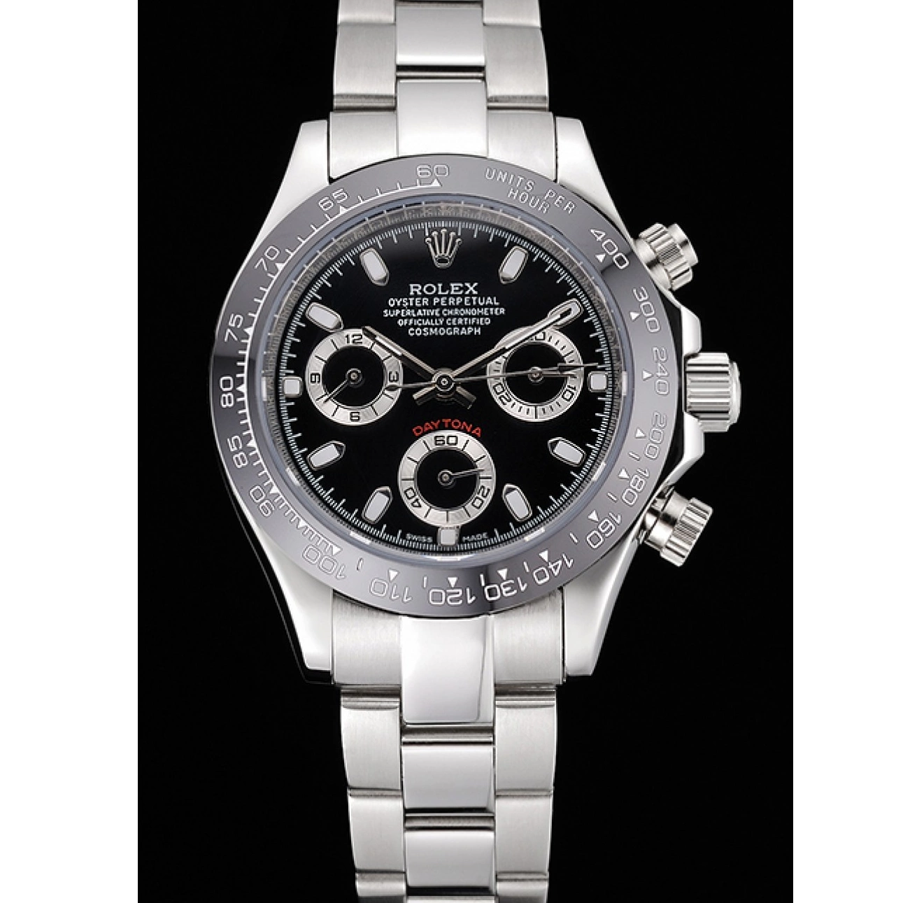 MiroTime 0715 Rolex Cosmograph Daytona Stainless Steel Case Black Silver Subdials Stainless Steel 622635